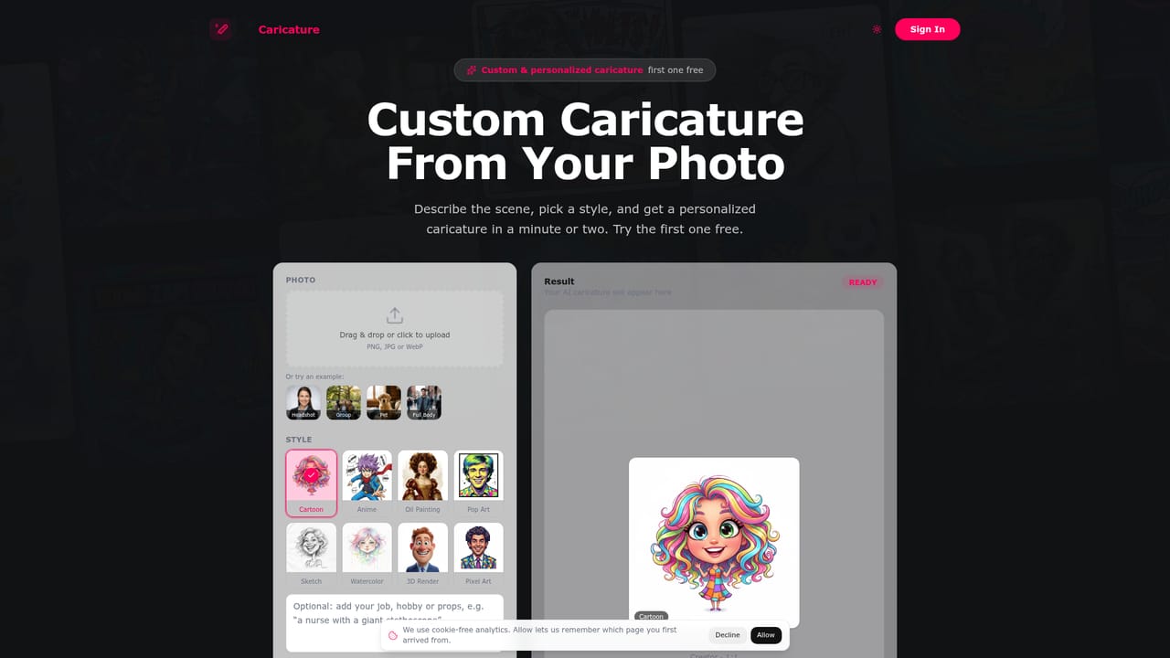 GPT Caricature — Add a job or hobby