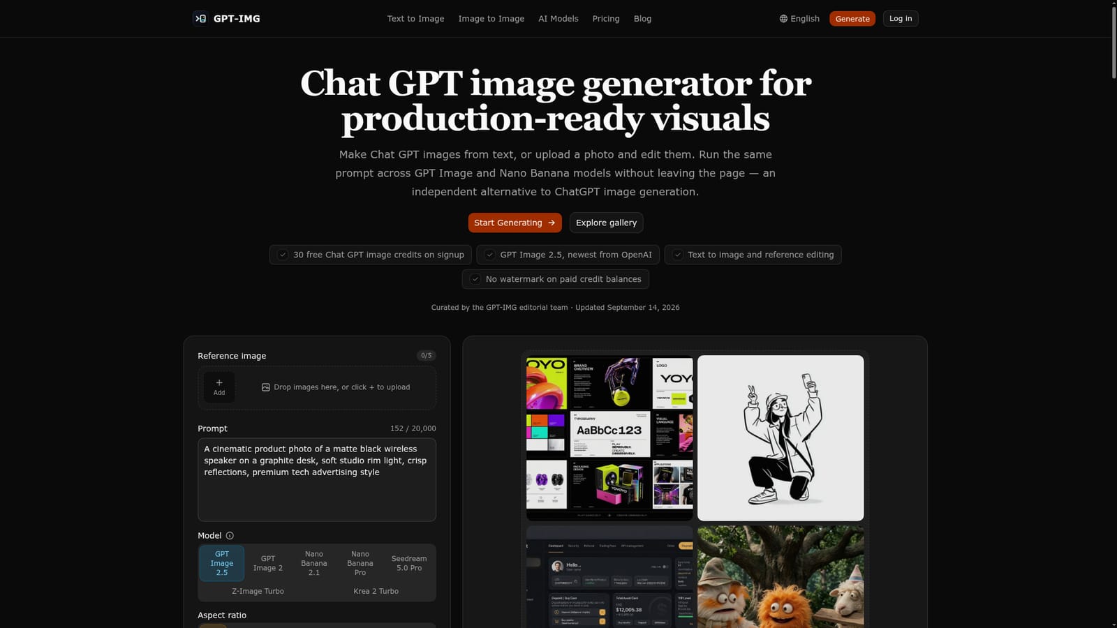 GPT-IMG — Create an account and claim free credits