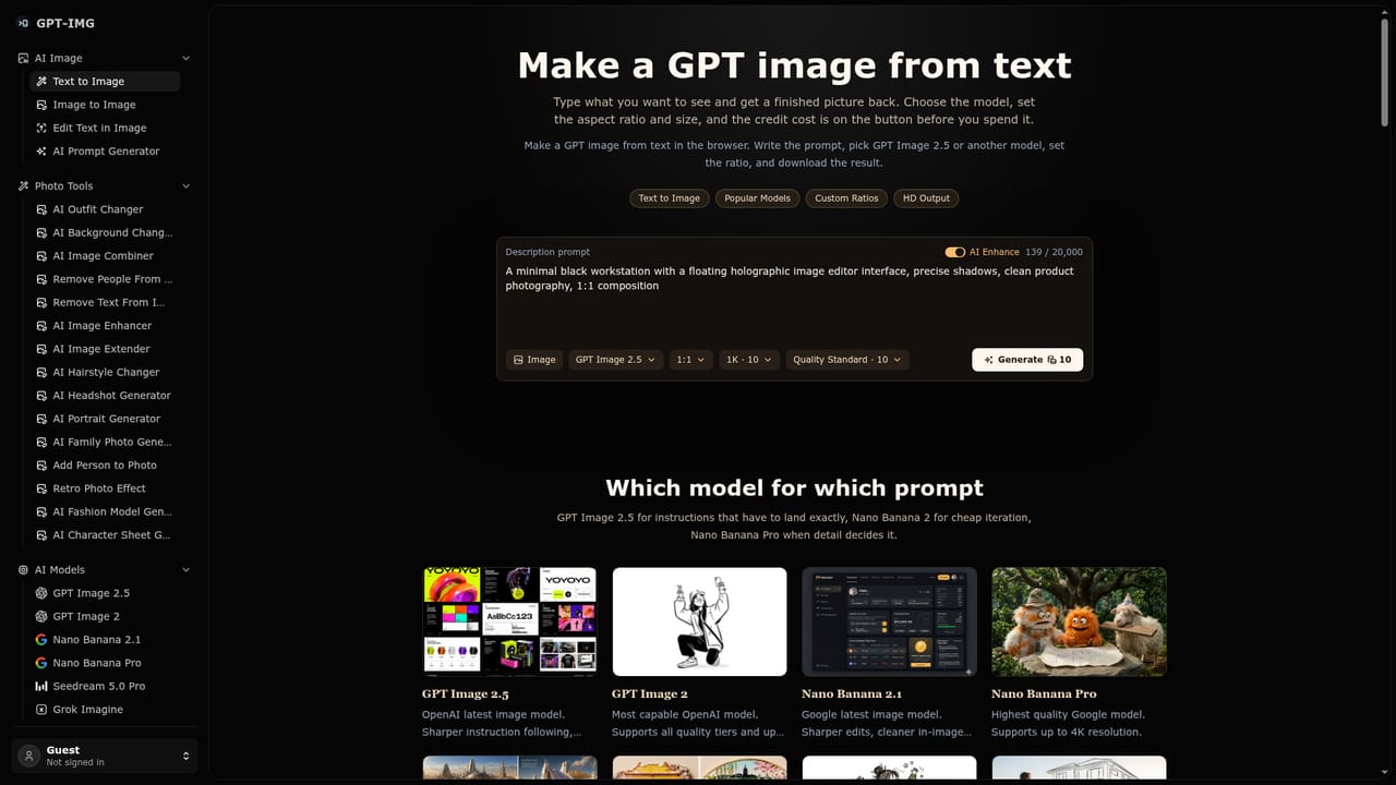 GPT-IMG — Write a text prompt