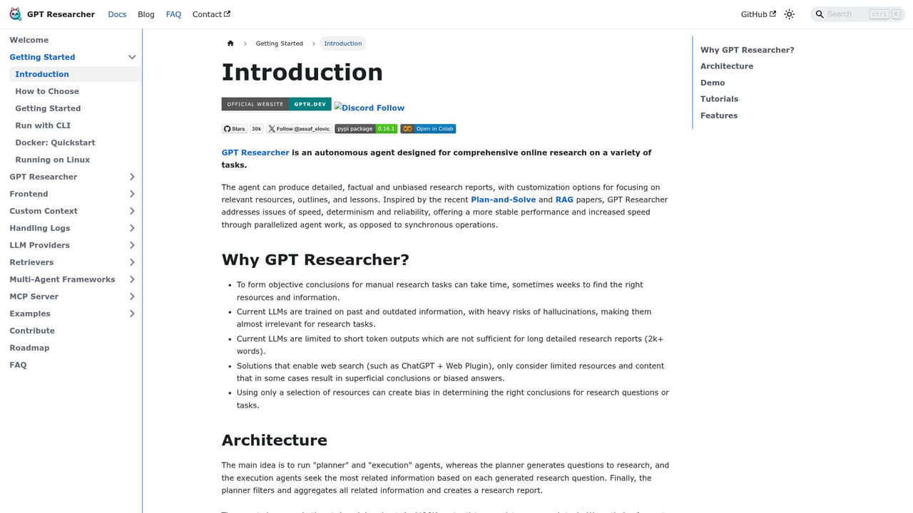 GPT Researcher — Read the introduction and prerequisites