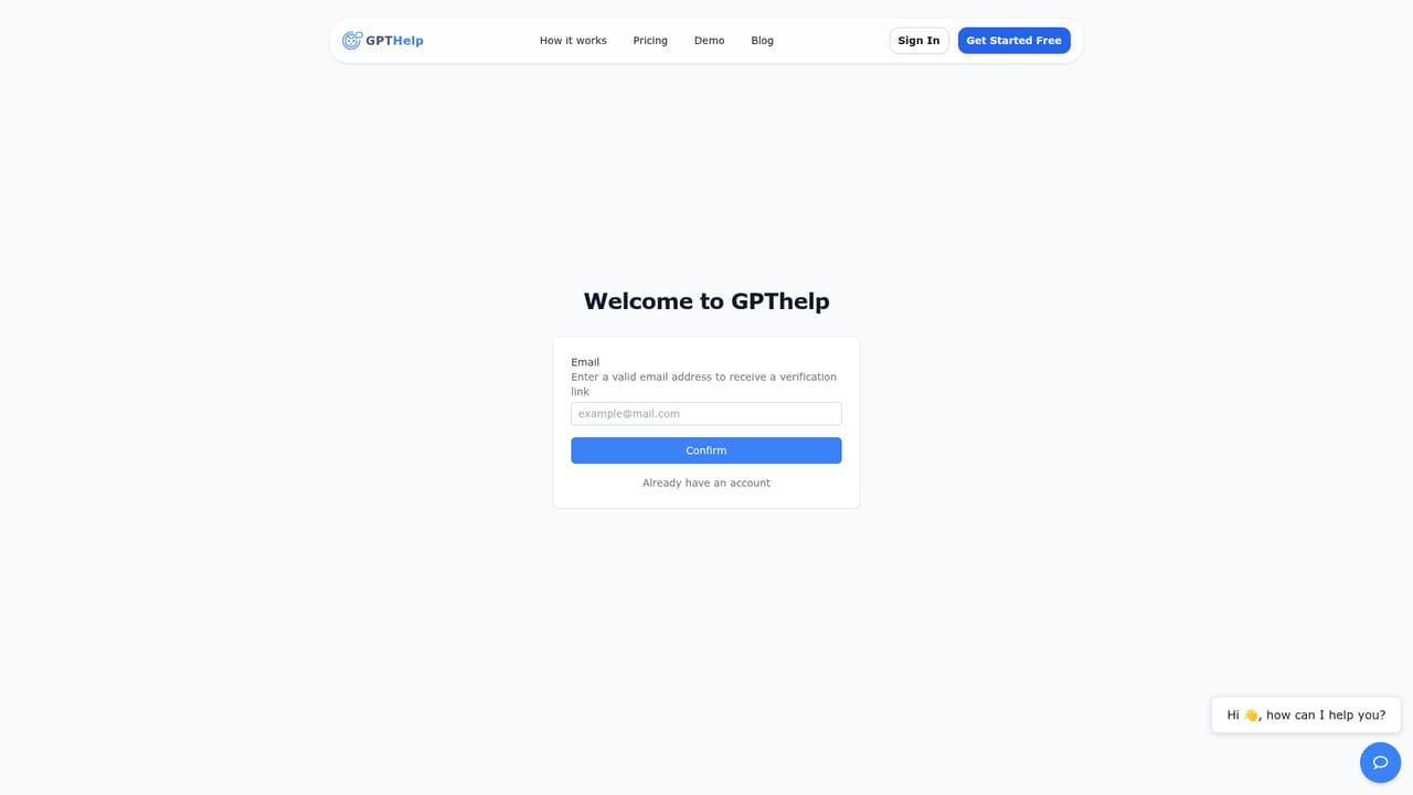 GPTHelp — Create your account