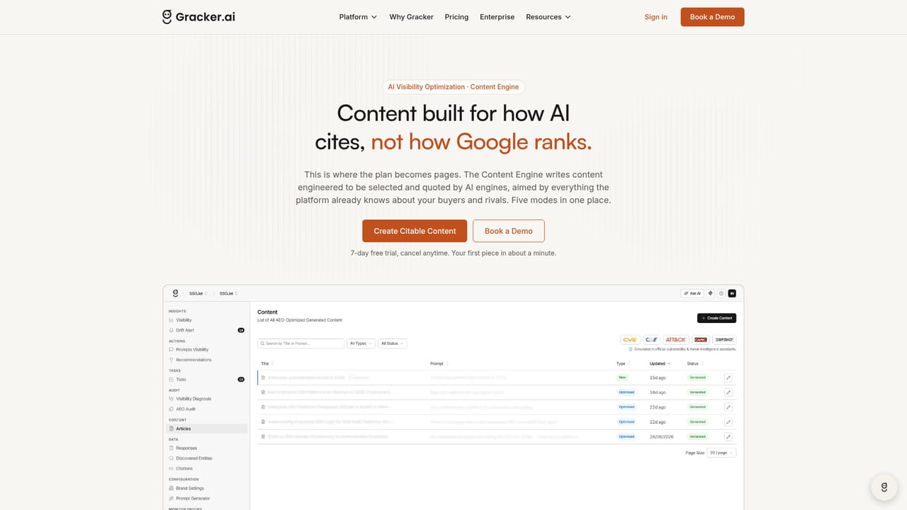 GrackerAI — Generate and review citable content