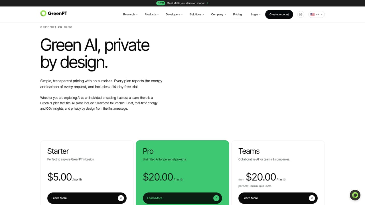 GreenPT — Pick the plan that matches your usage