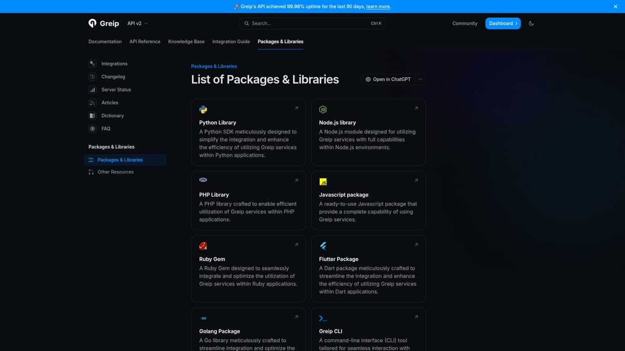 Greip — Install the library for your stack