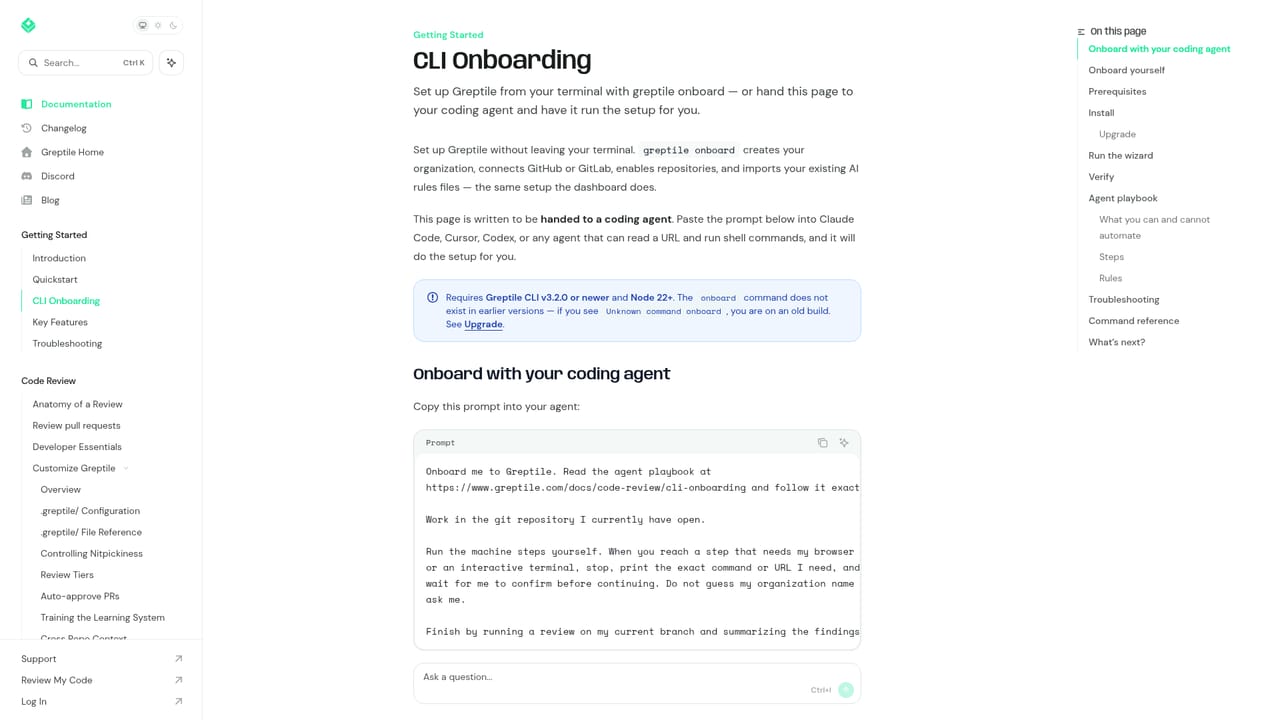 Greptile AI — Onboard through your coding agent