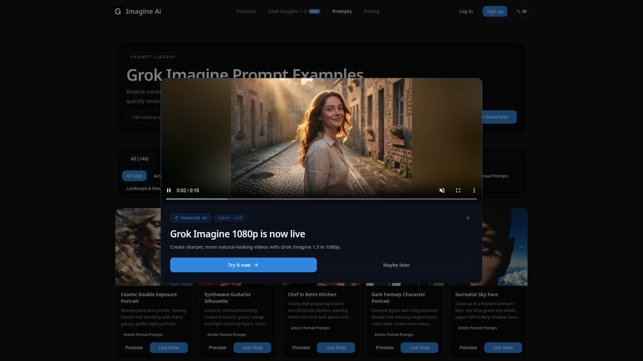 Grok Imagine 3rd party — Browse the prompt library for inspiration