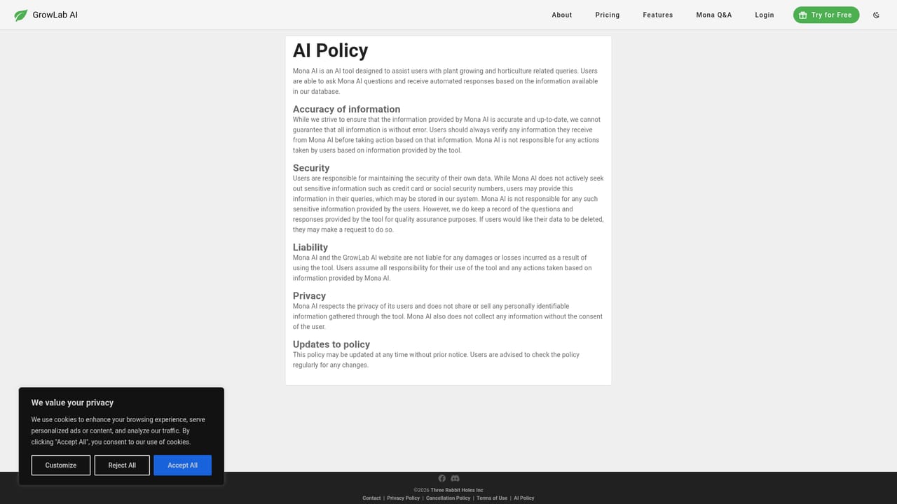 GrowLab AI — Review policies and referrals