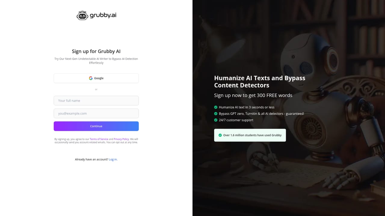 Grubby AI — Create an account