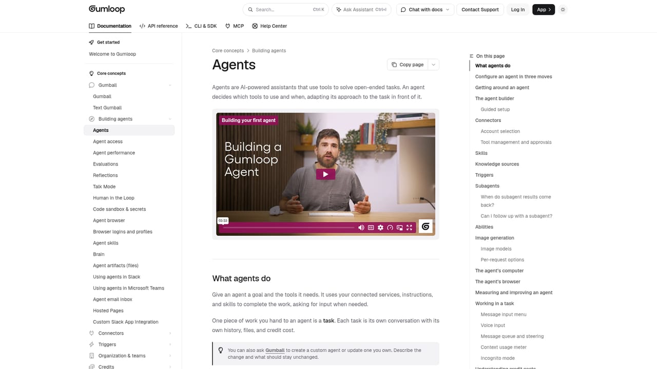 Gumloop — Read the agent concepts docs