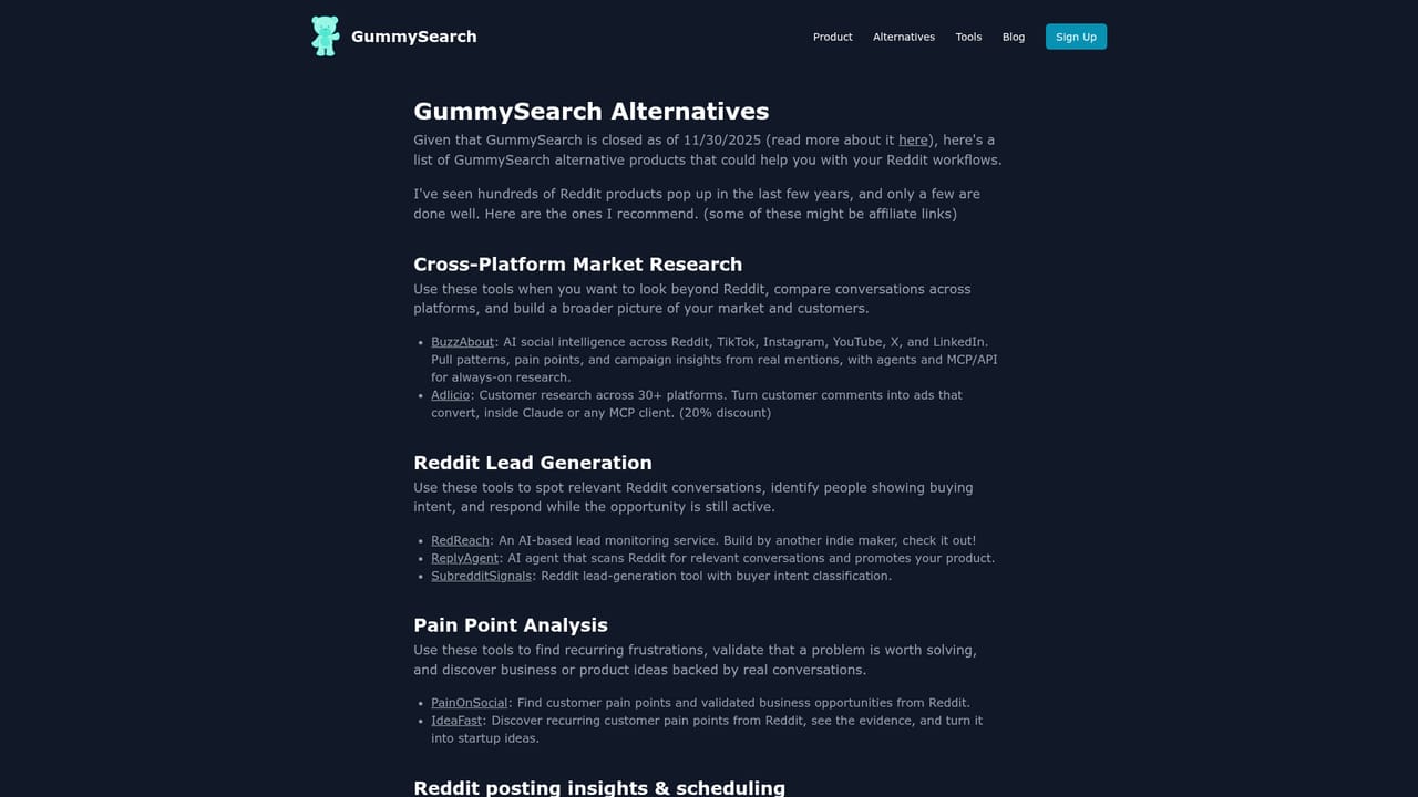 Gummy Search — Review the alternatives list