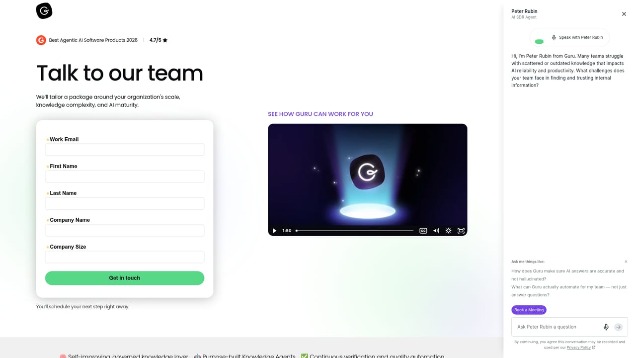 Guru — Talk to sales