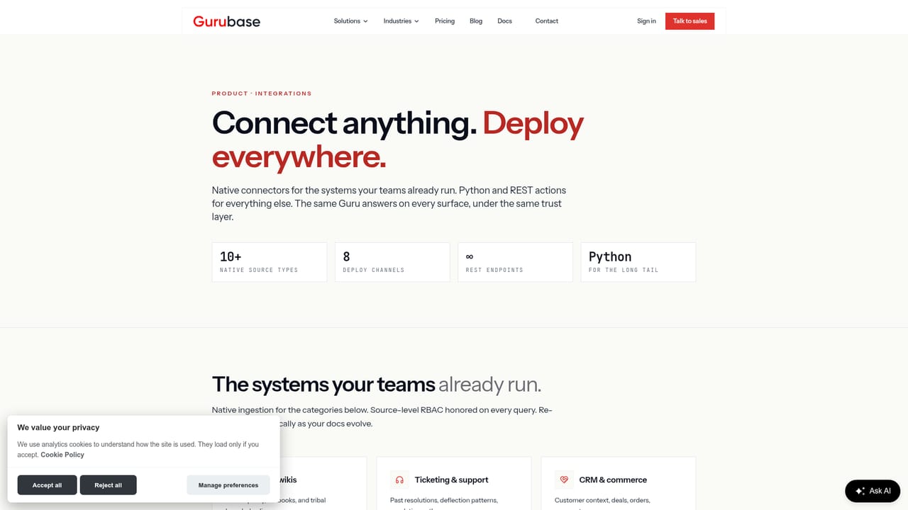 Gurubase — Connect your knowledge sources
