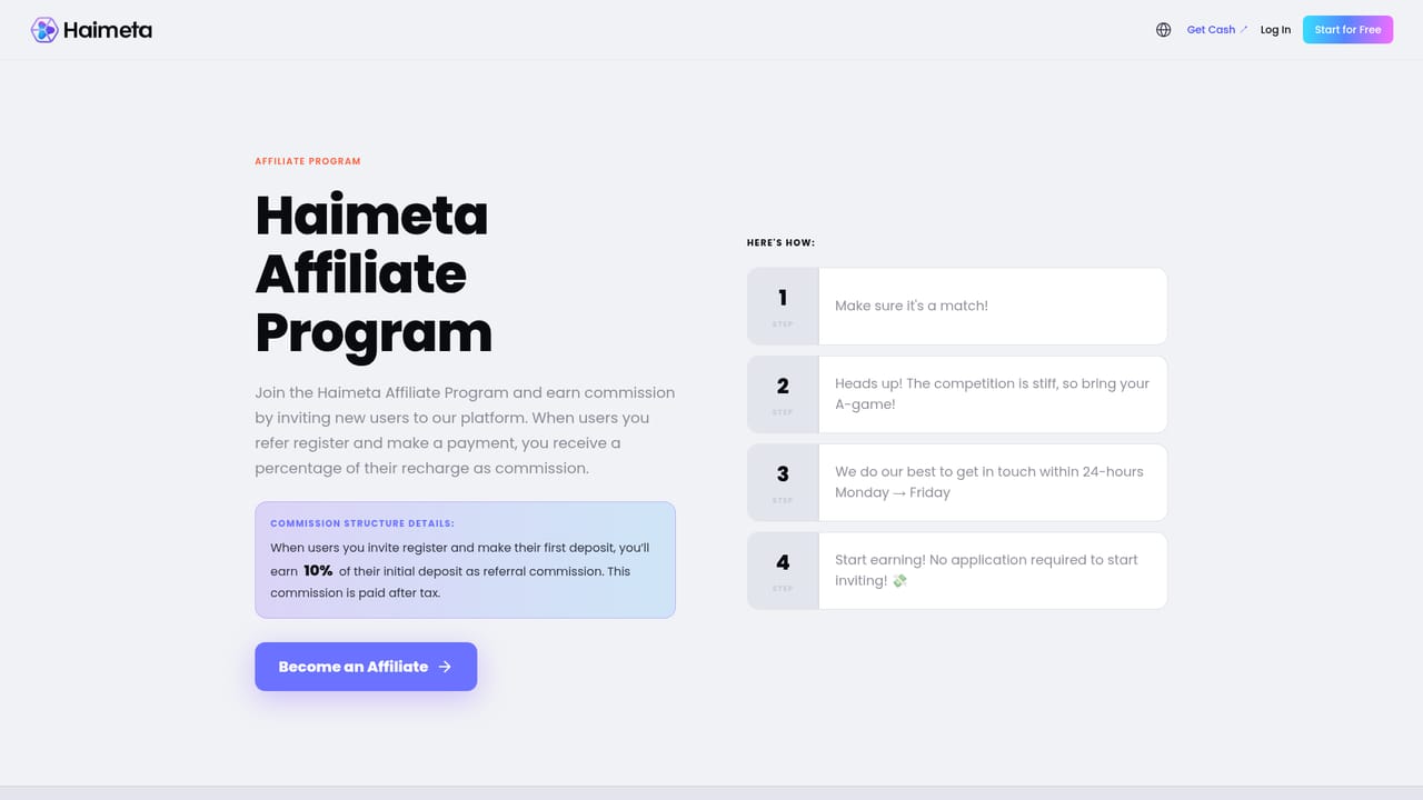 Haimeta — Join the affiliate program