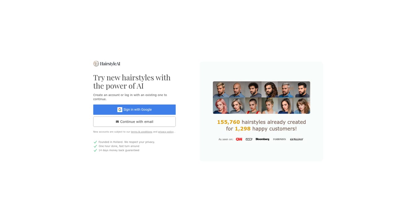 Hairstyle AI — Open the studio and start an order