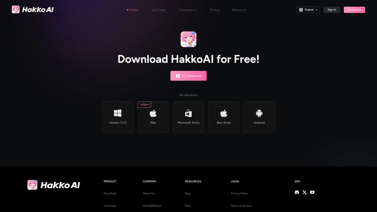 HakkoAI — Create an account and download the client