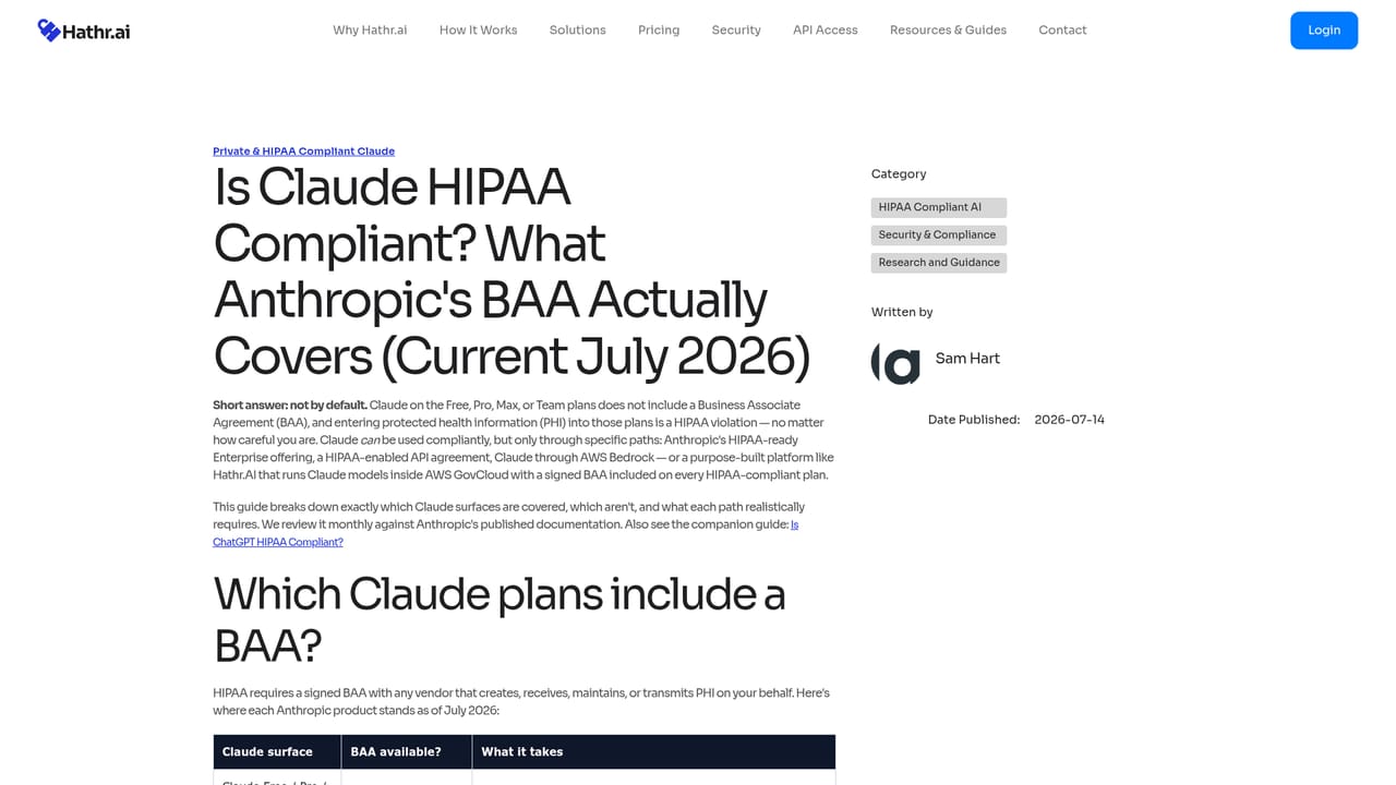 Hathr AI — Check whether your use case needs a BAA
