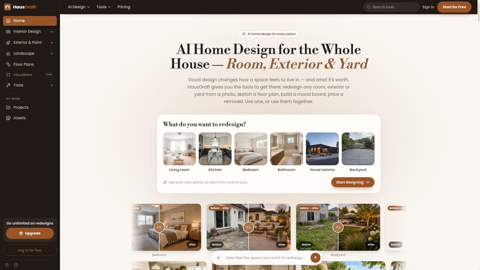 HausDraft — Start from a clear photo of the space