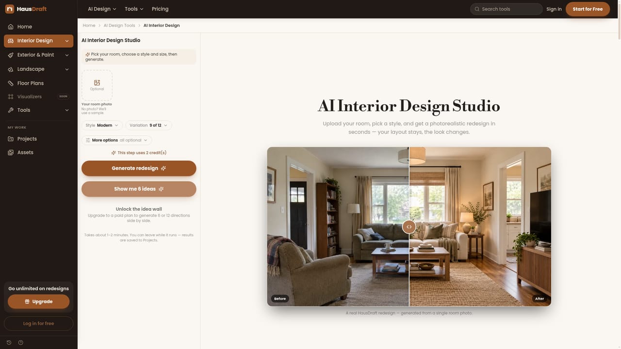 HausDraft — Choose a design style or paint colour
