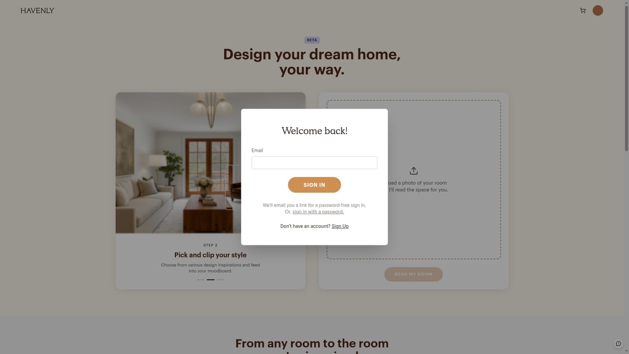 Havenly AI — Go to the Havenly AI web app