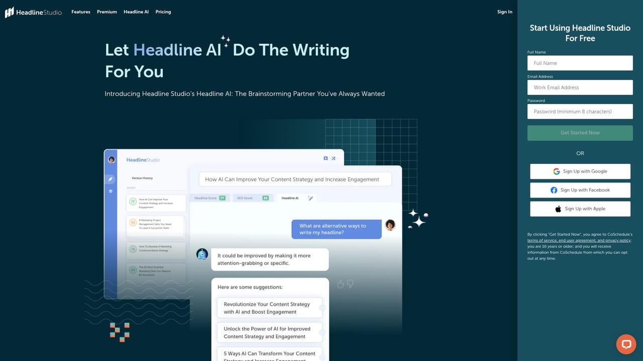 Headline Studio by CoSchedule — Generate options with Headline AI