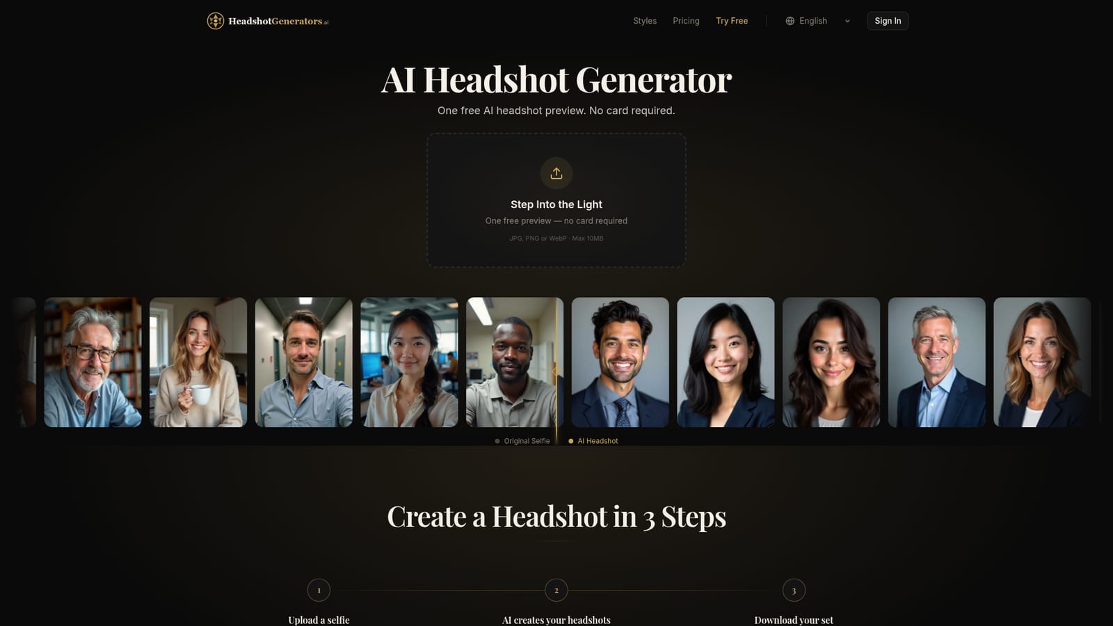 HeadshotGenerators.ai — Upload a clear selfie