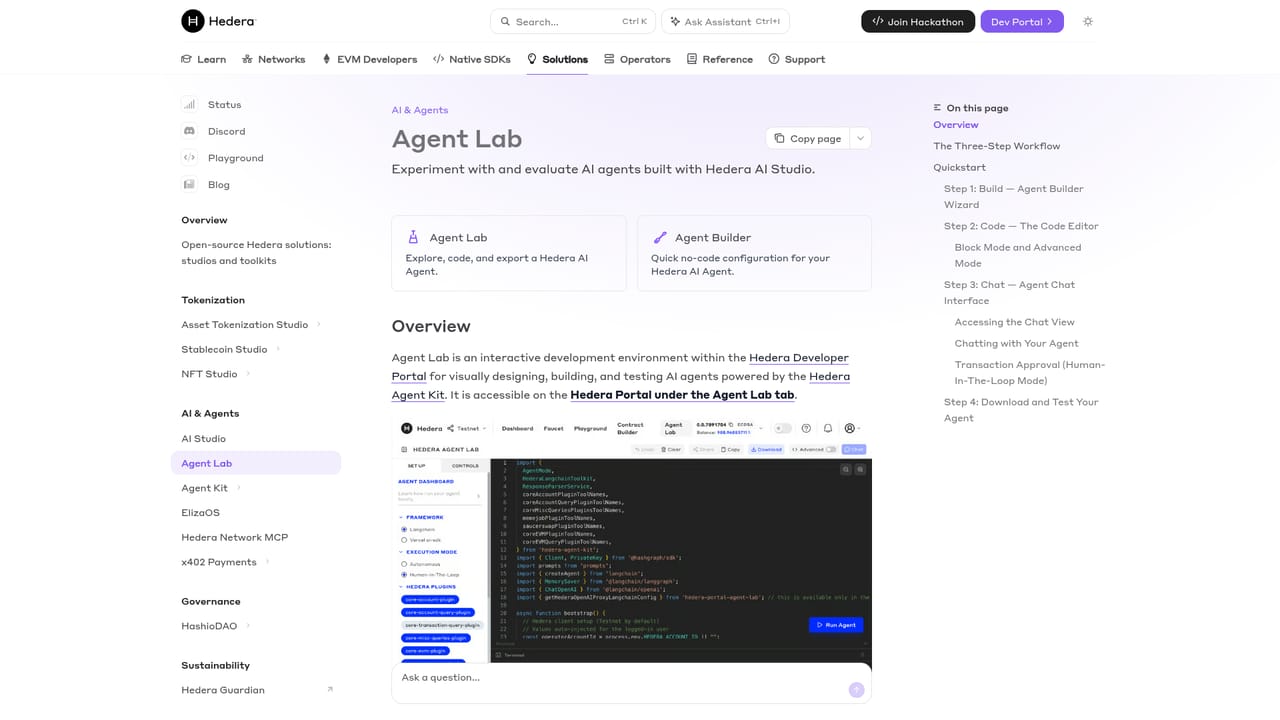 Hedera AI Studio — Prototype in Agent Lab