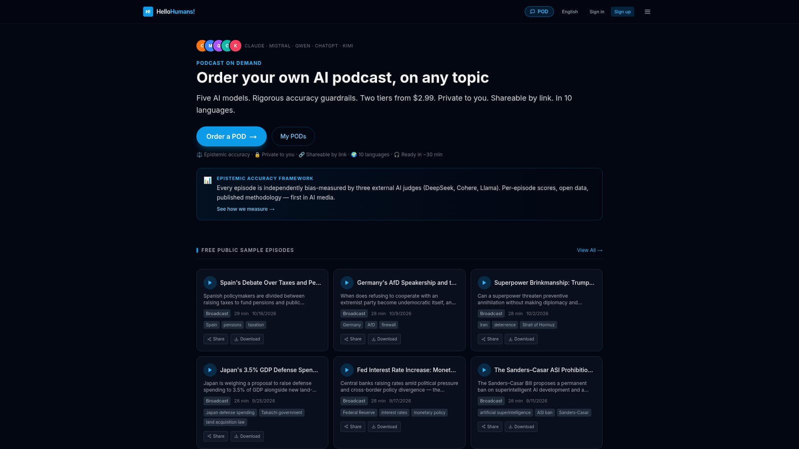 Hello Humans — Order a POD on your topic