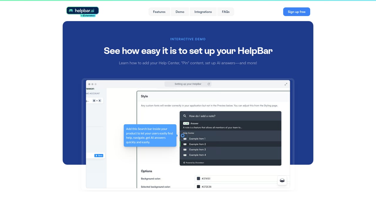 Helpbar — Go live and test