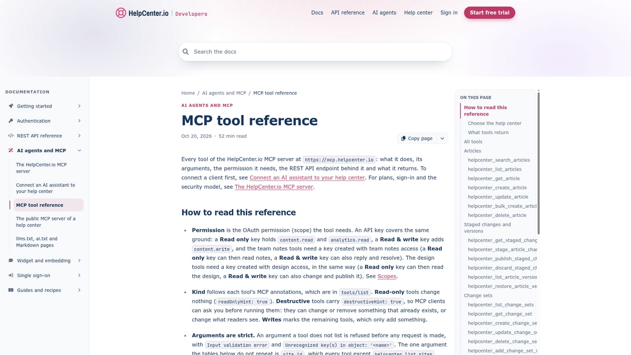 Helpcenter — Look up tool arguments when a call fails
