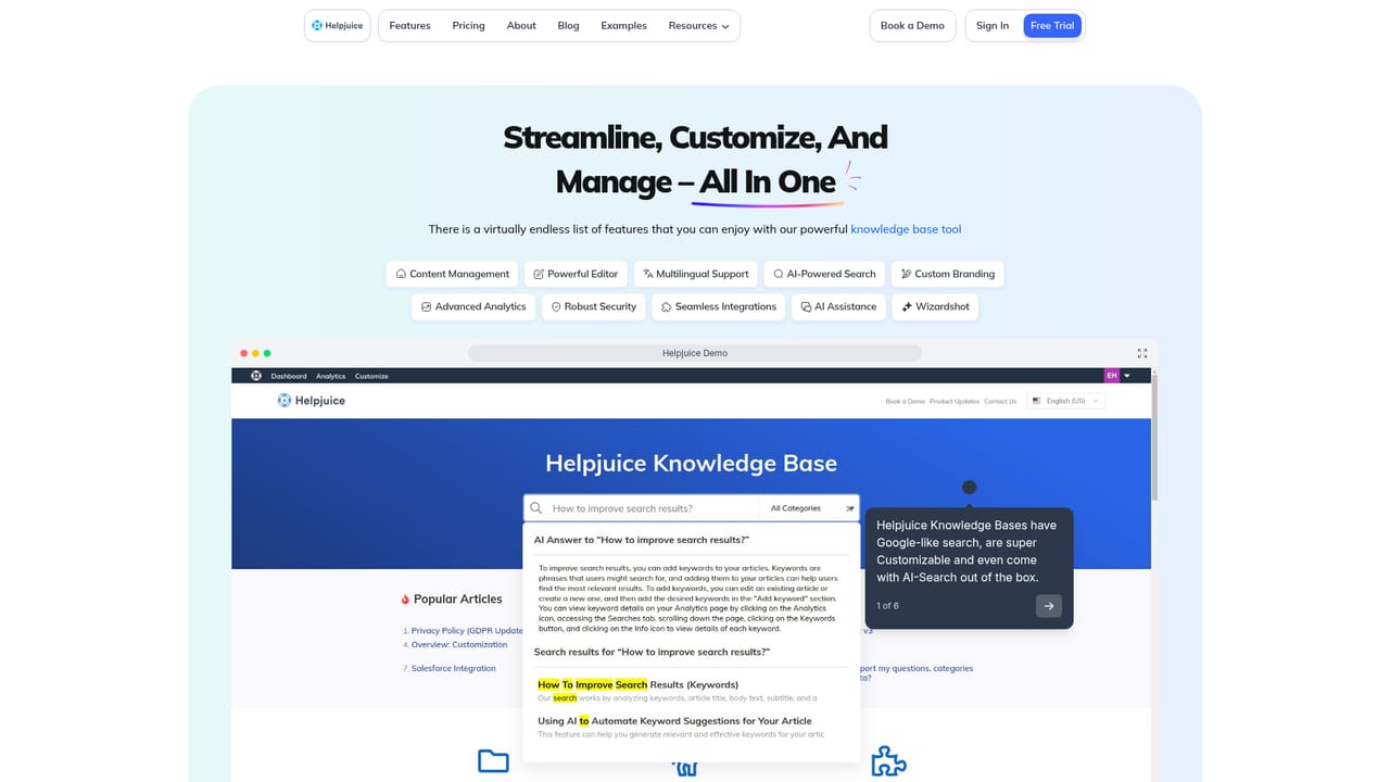 Helpjuice — Check the feature set against your needs