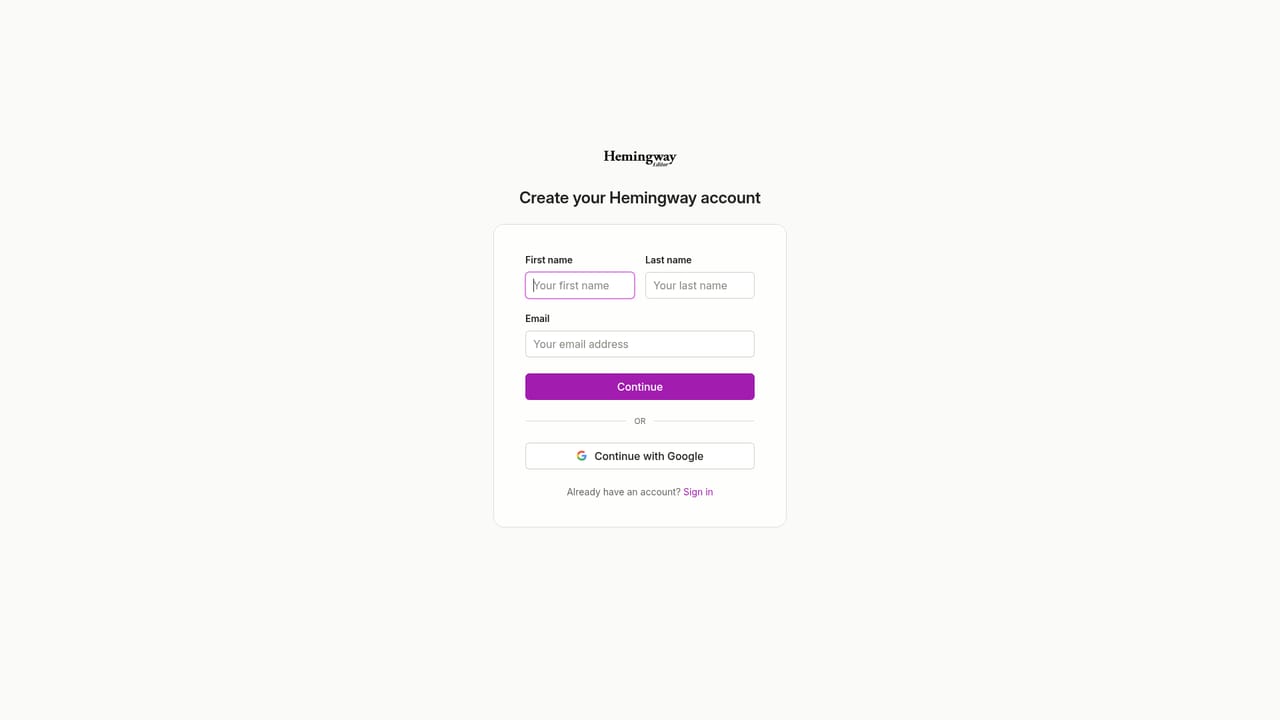 Hemingway Editor Plus — Start the two week trial