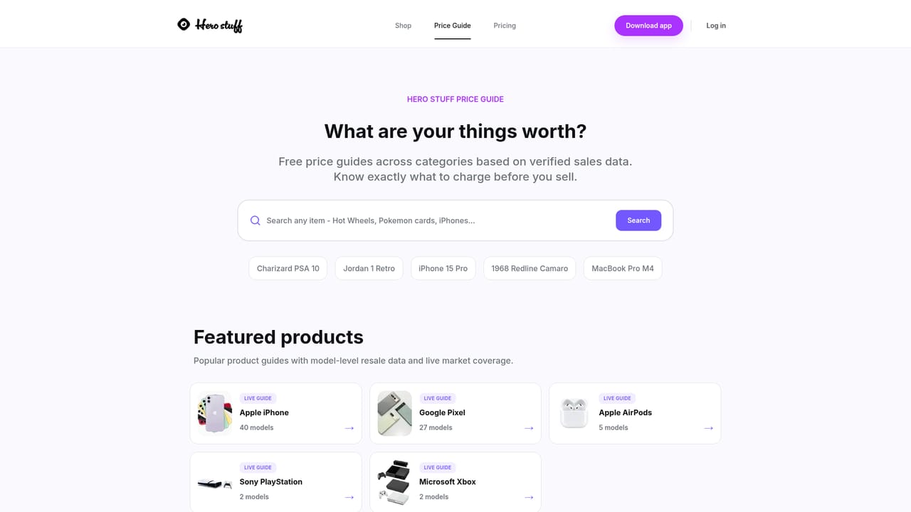 Hero — Check the price guide for your category