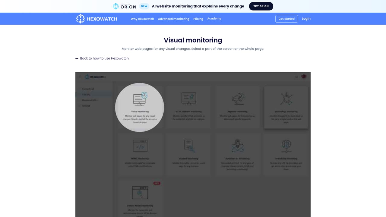 Hexowatch — Pick a monitoring type