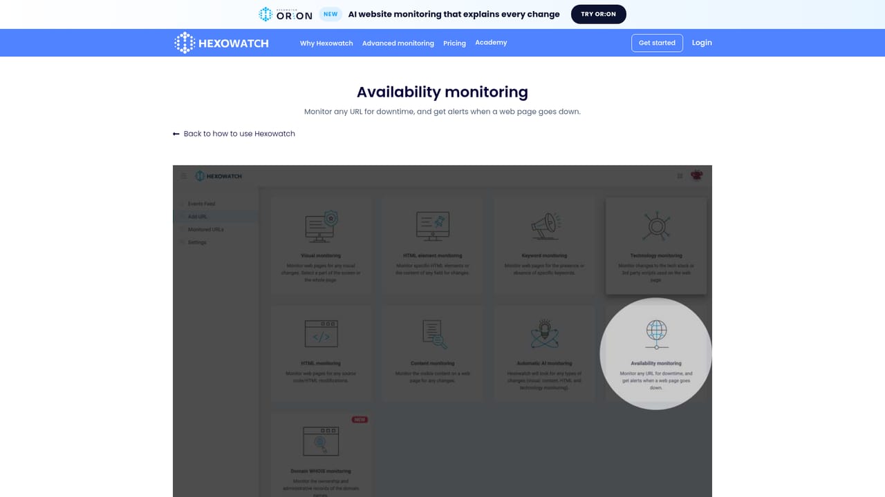 Hexowatch — Add technical and uptime checks where needed