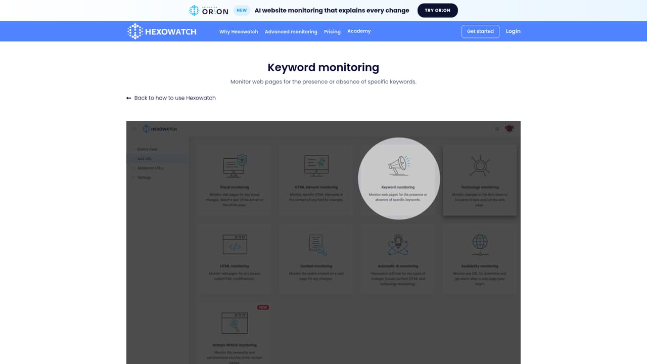 Hexowatch — Set the check interval and review alerts