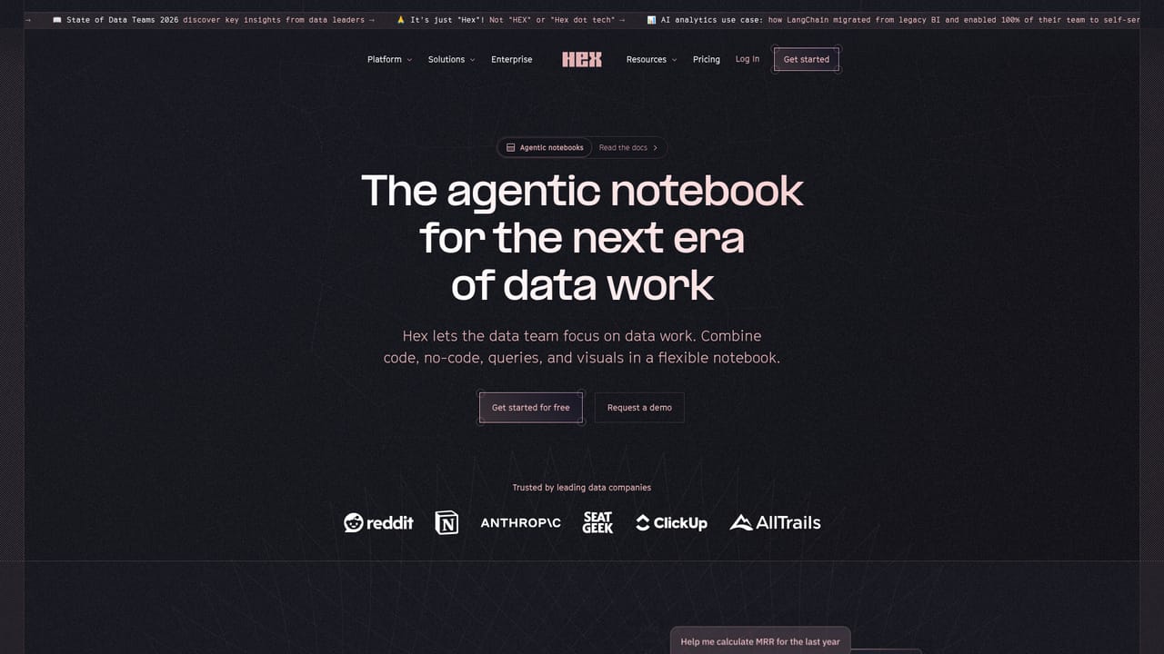 Hex.tech — Move into the notebook for deeper work