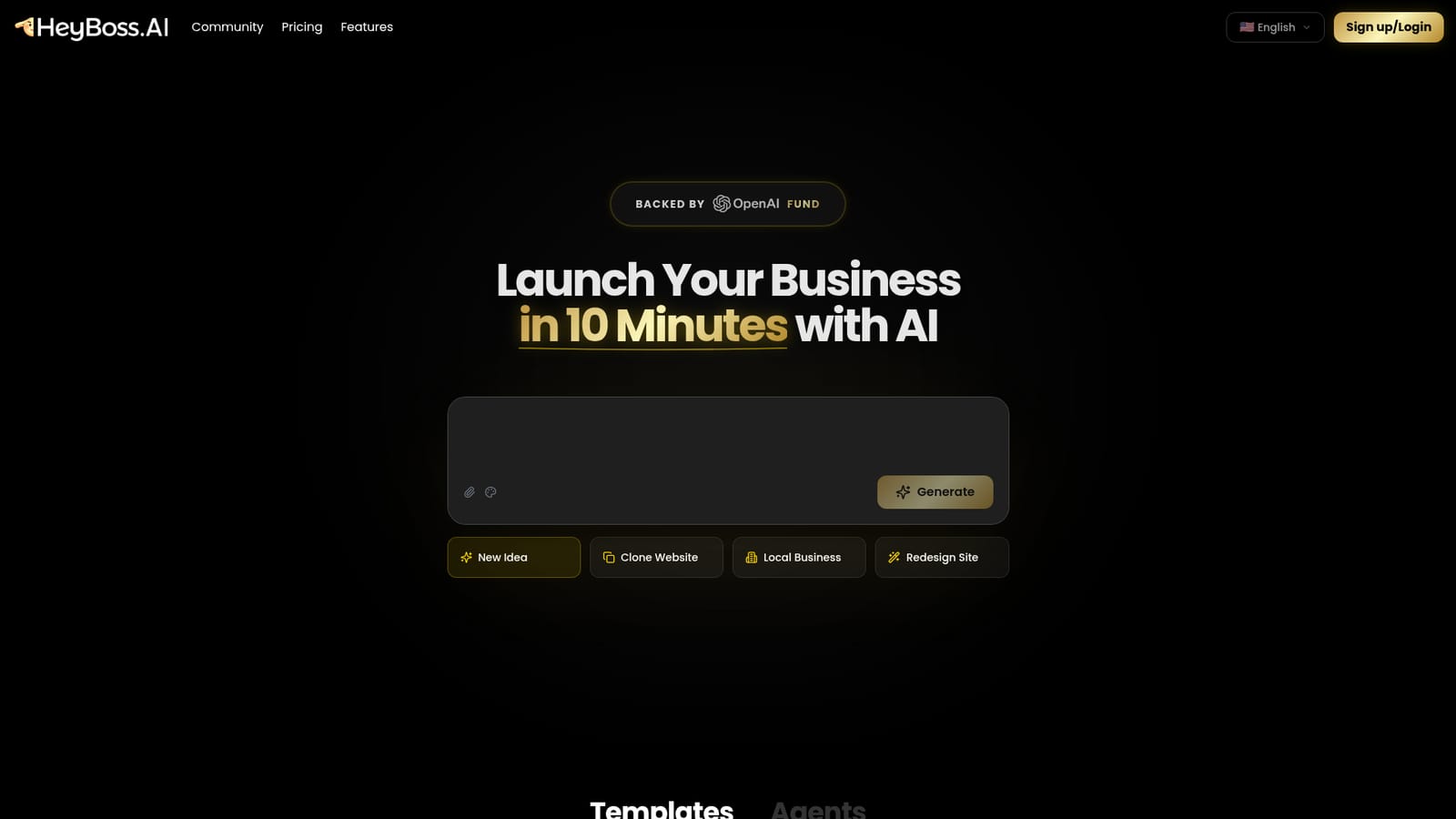 HeyBoss AI — Describe your business or idea