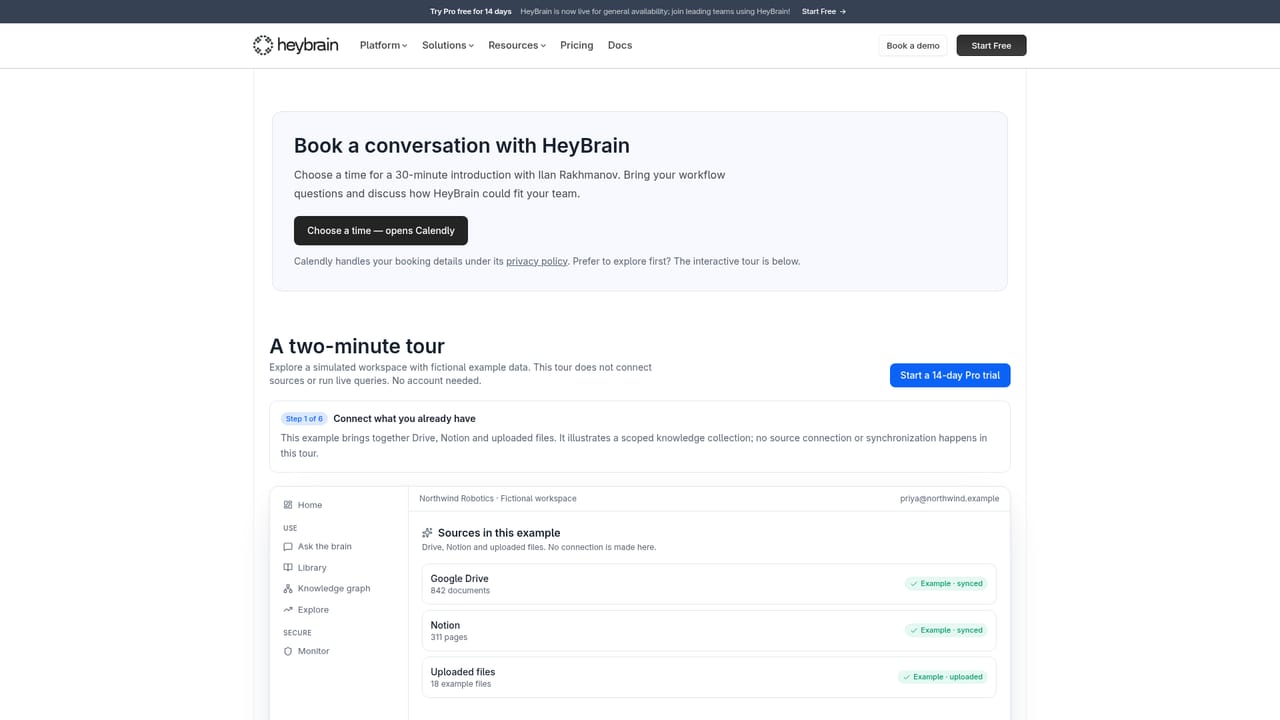 HeyBrain — Connect an agent or book a demo