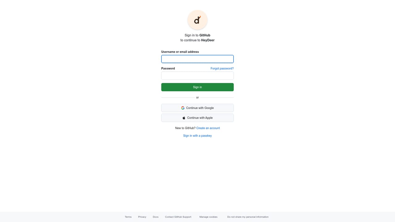 HeyDeer — Sign in with GitHub