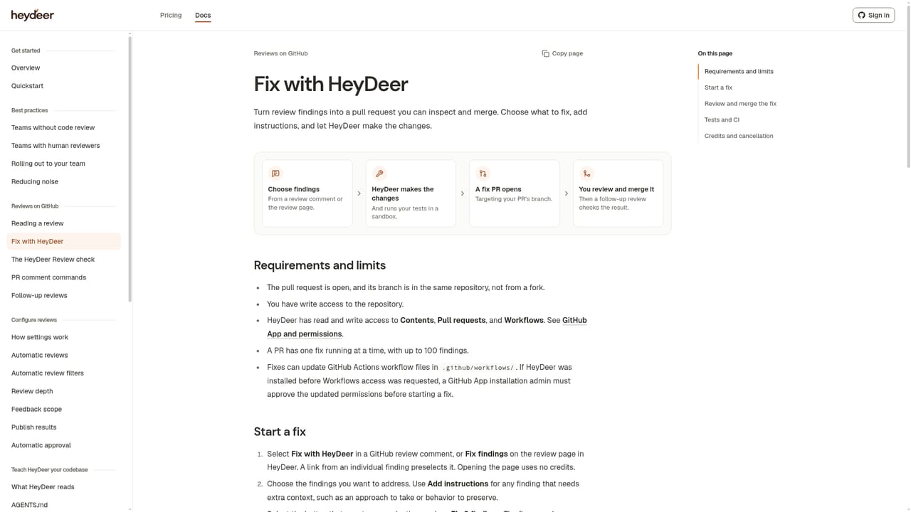 HeyDeer — Generate a fix PR