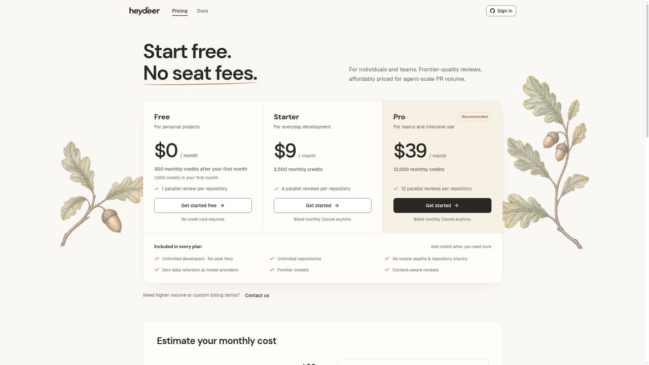 HeyDeer — Compare depth and plans