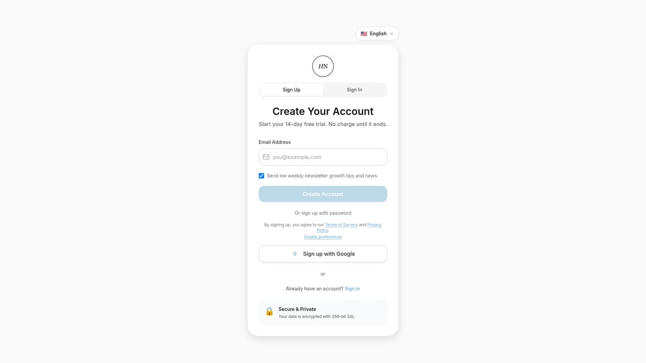 HeyNews.co — Create your account and start the trial