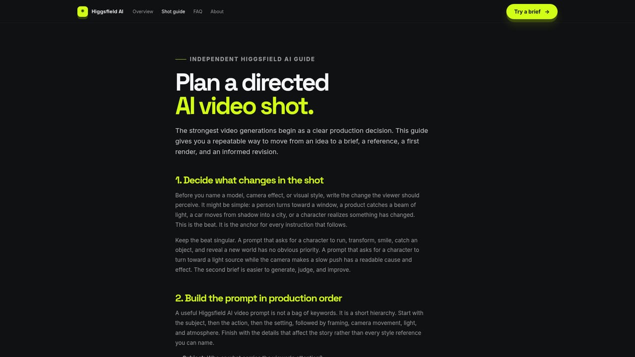 Higsfield Pro — Direct one camera move
