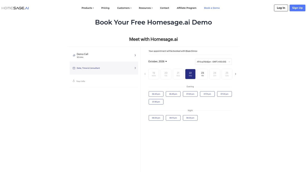 Homesage.ai — Book a demo call