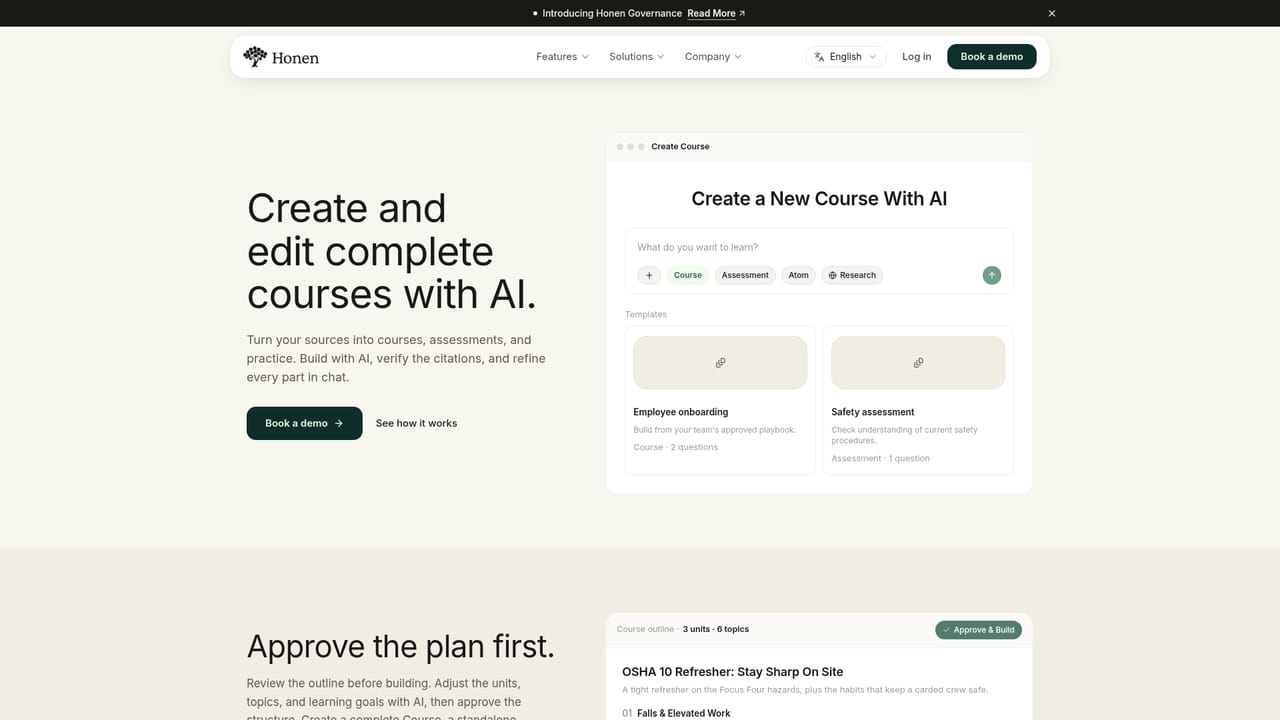 Honen — Generate a course from a prompt