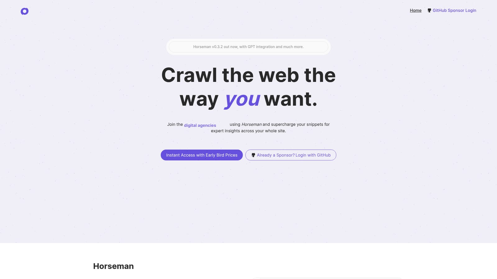 Horseman — Get access through GitHub Sponsors