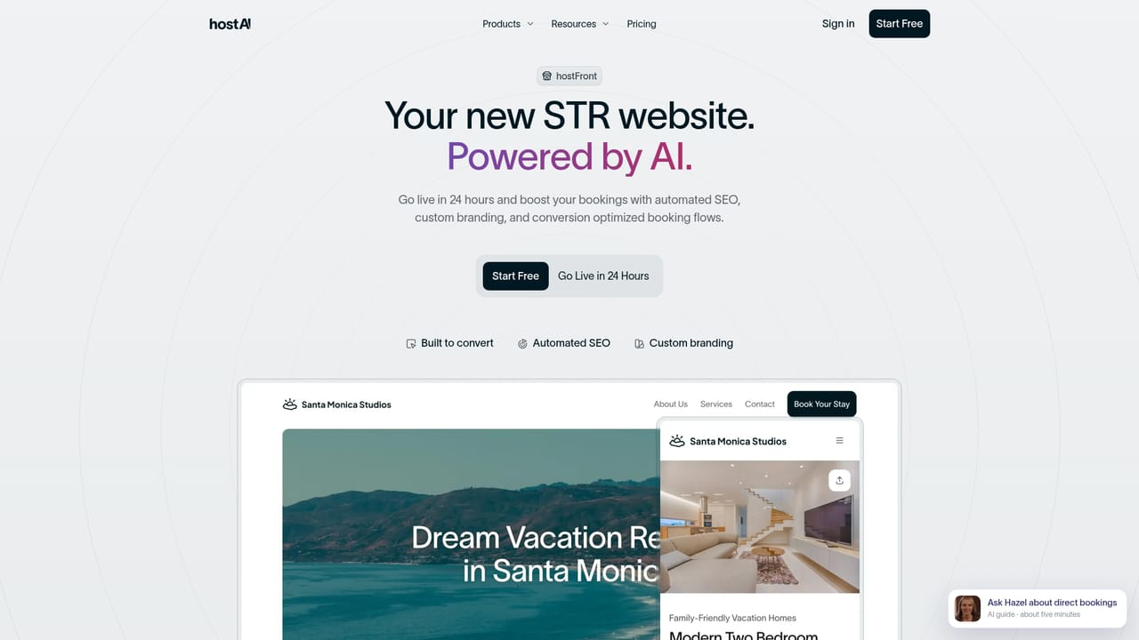 hostAI — Launch your branded booking website with hostFront