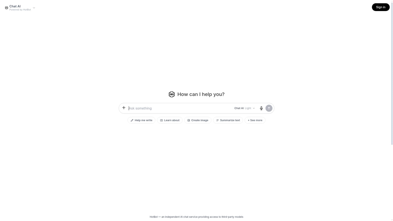 HotBot — Open the chat and check the mode