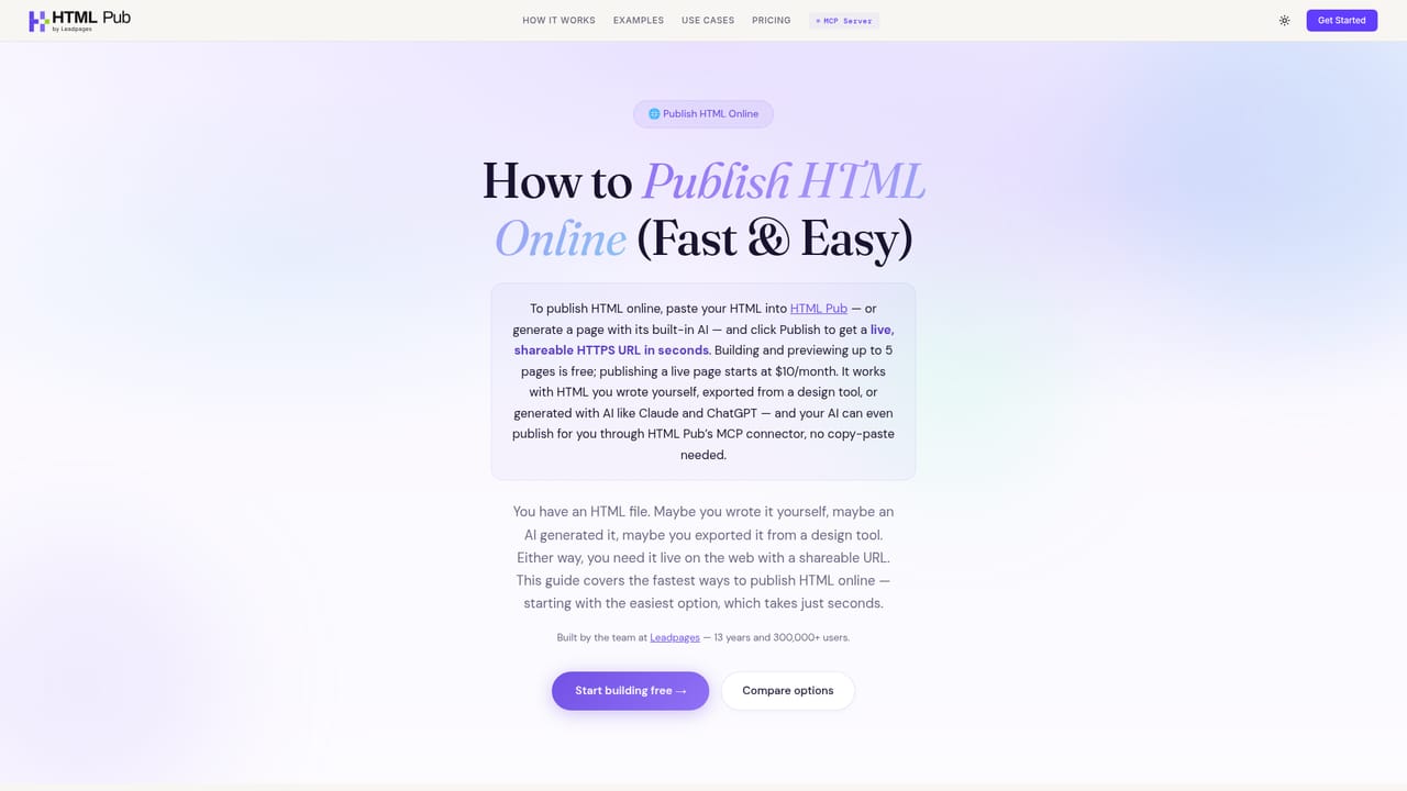 HTML Pub — Paste the HTML and publish