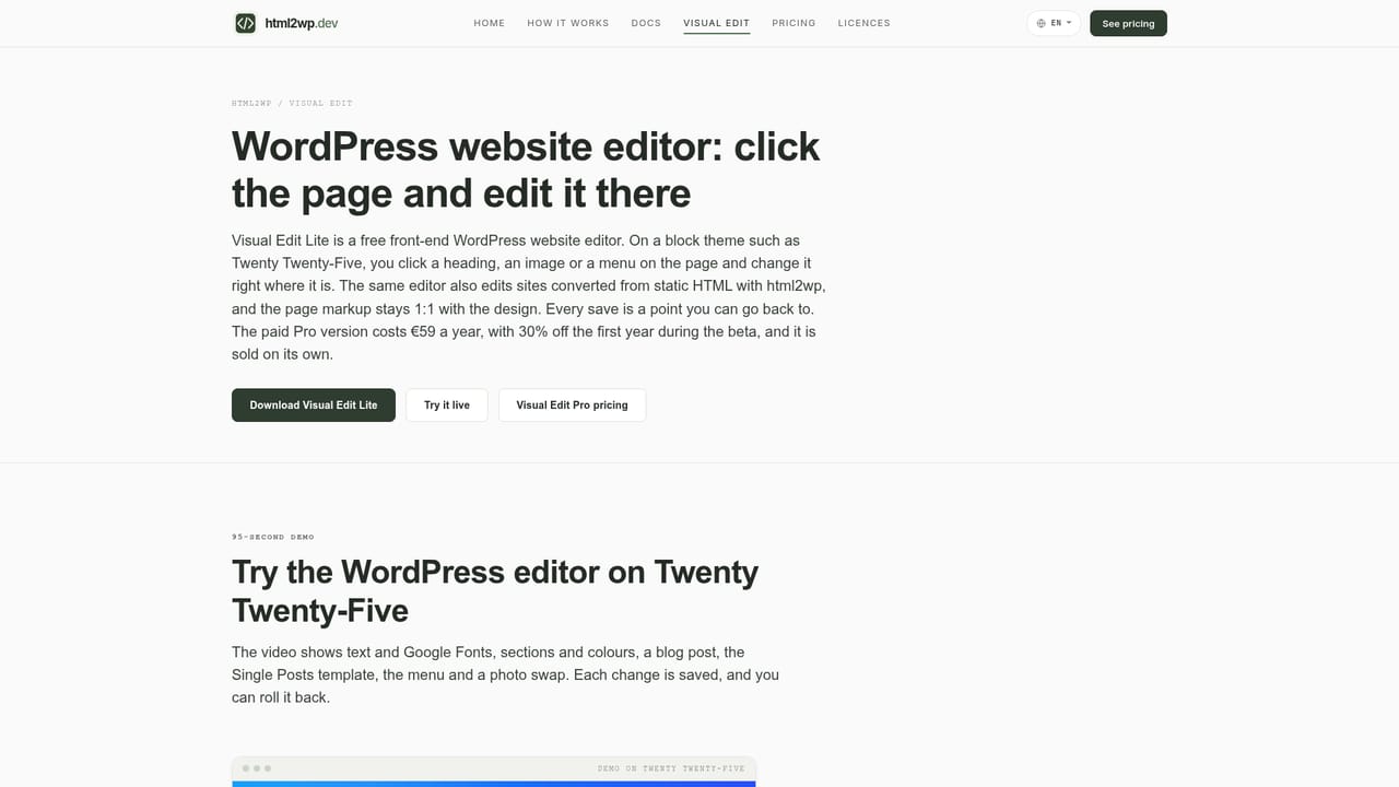 html2wp — Review the comparison and request fixes